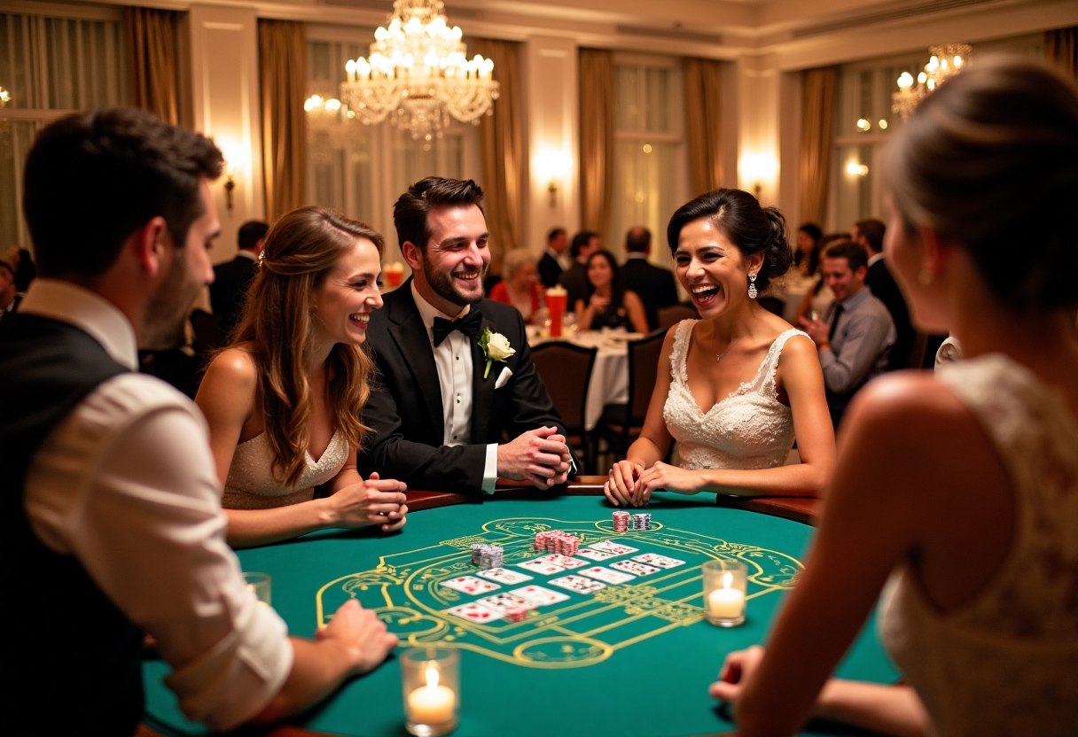 Casino-themed wedding reception entertainment