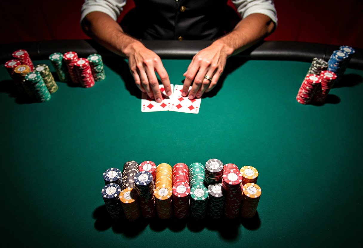 Texas Hold'em poker table setup for a corporate event