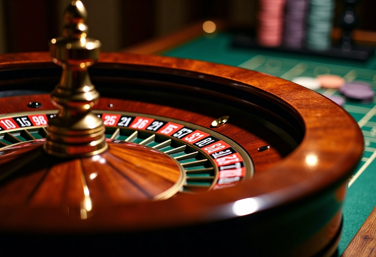 Roulette table with spinning wheel at an event